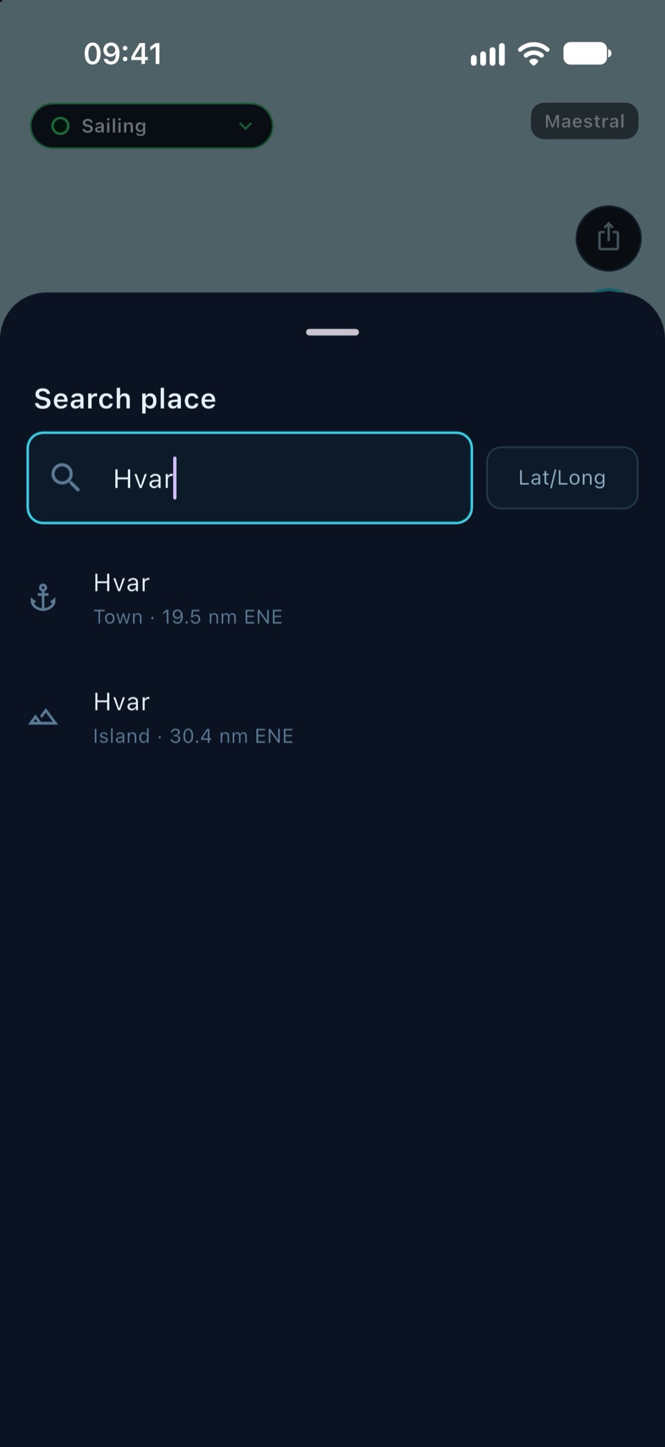 Ortssuche nach Hvar: Stadt und Insel mit Distanz und Richtung