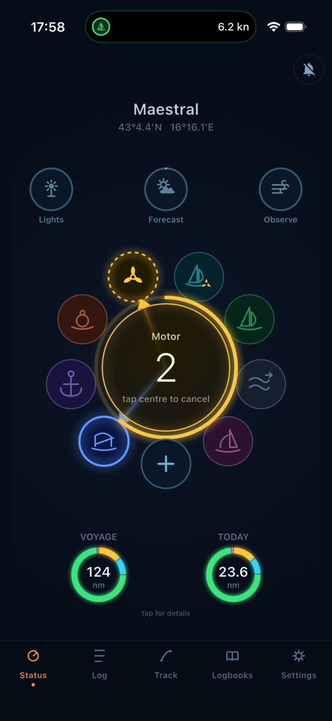 Status change with confirmation countdown